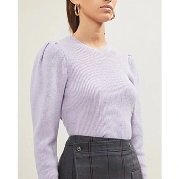Maje Sweaters Nwt Maje Mobil Puff Sleeved Sweater In Parme